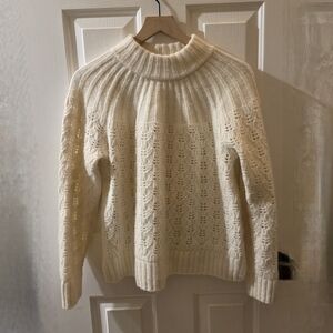Madewell Merino Wool Alpaca Blend Sweater Womens Medium Cream Mock Neck Knit